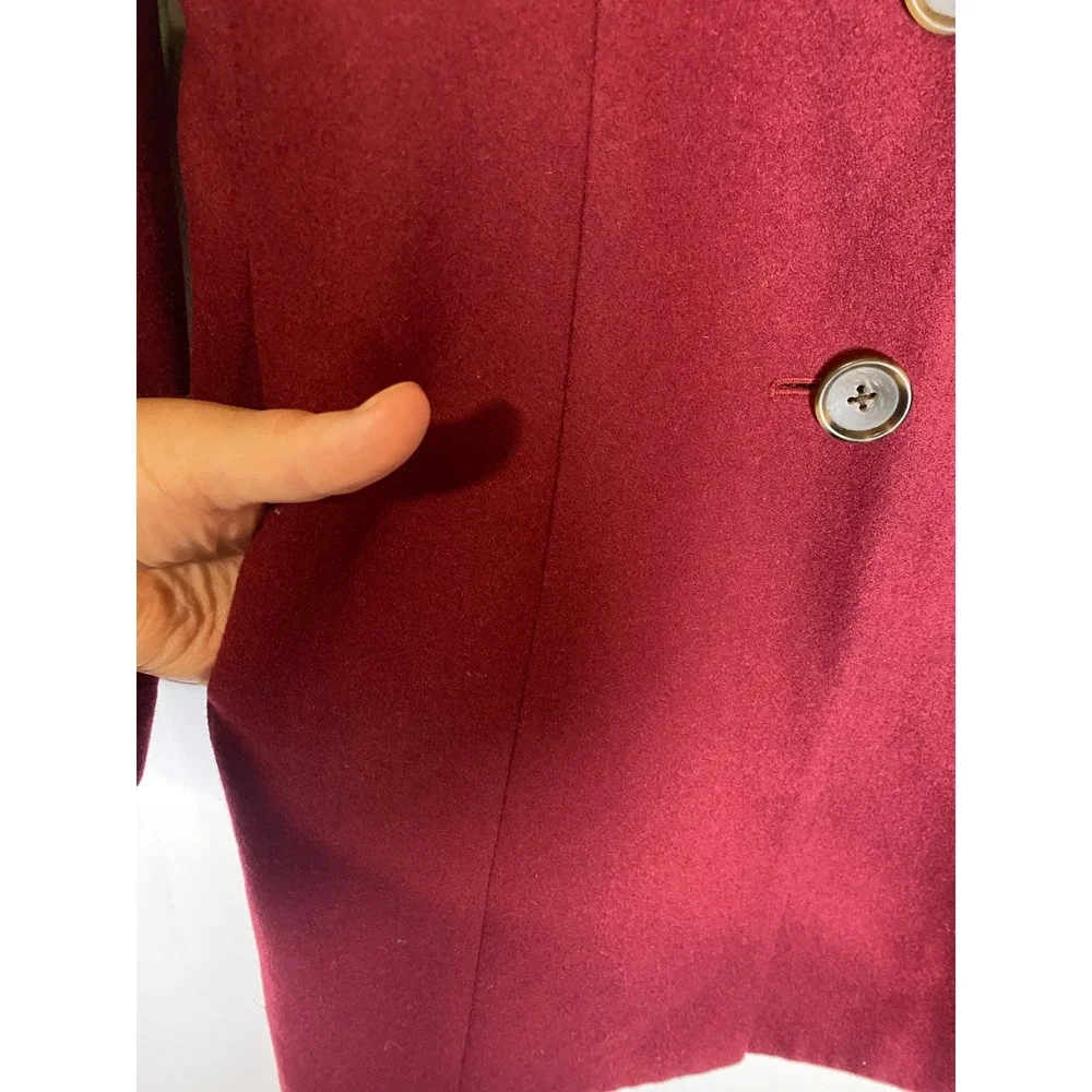 J.Crew Burgundy Wool Blend Coat Size 6 Long Peacoat Dress Coat Classic